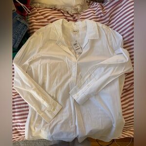 White Long Sleeve Tunic Button-Up Shirt